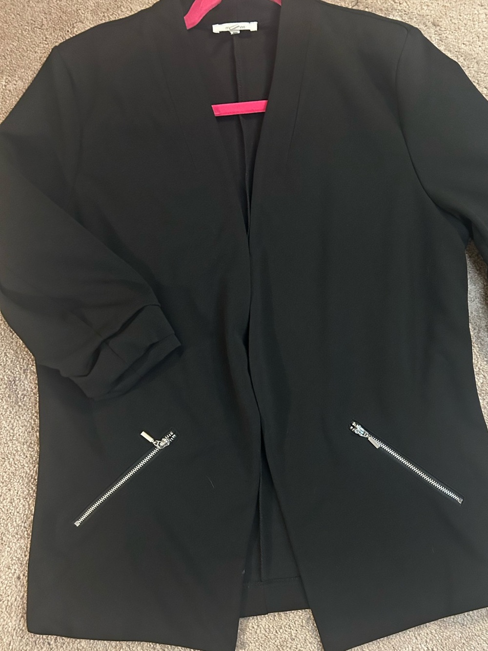 Maurices Black Open-Front Blazer with Silver Zippers